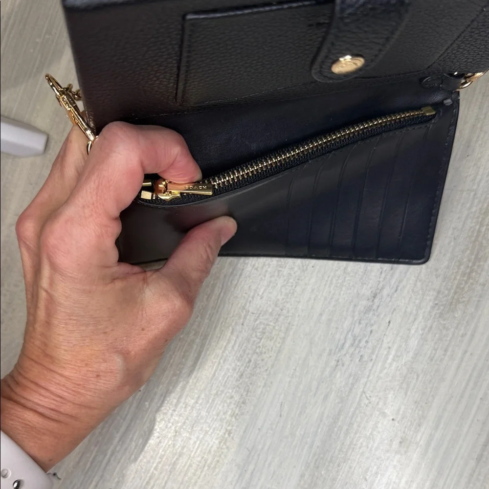 Coach Black Leather Wallet on Chain